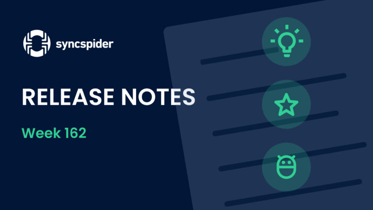 Release Notes week 162 - syncspider