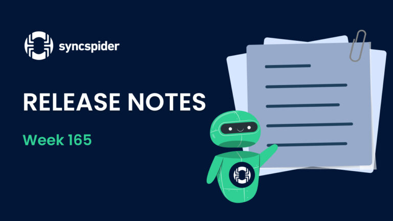 Release Notes week 165 - Syncspider