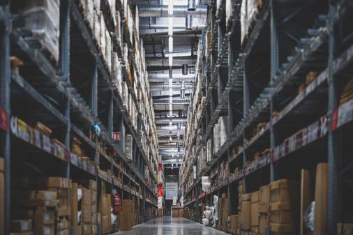 Warehouse logistics - A modern warehouse with a sophisticated inventory management system