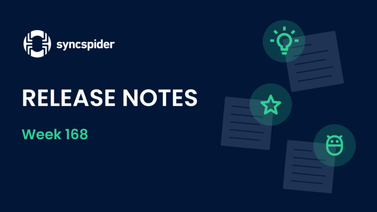 Release Notes 168 - Syncspider