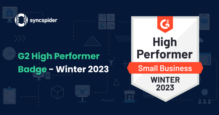 SyncSpider - G2 High Performer Badge - Winter 2023
