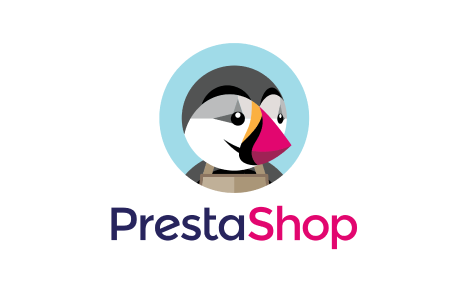 Colorful logo of PrestaShop featuring an illustrated penguin with a multicolored beak alongside the 'PrestaShop' text.