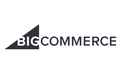 Dark, bold text logo for 'BIGCOMMERCE' with a prominent letter 'B' set at an angle.