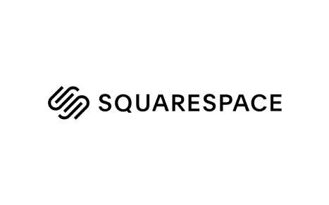 Black text logo for 'Squarespace' with two 'S' letter icons interlinked.