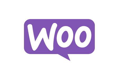 Logo for WooCommerce with a purple speech bubble containing the letters 'Woo' in white.