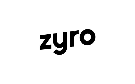 Black text logo for 'zyro'